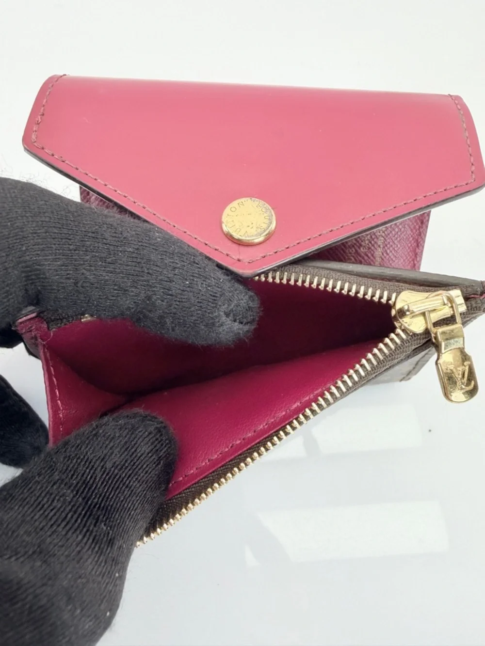 Louis Vuitton Brown Zoe Fushcia Monogram Wallet